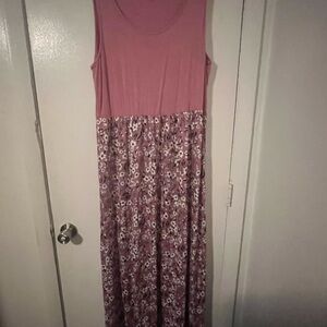 Floral Pink Sleeveless Maxi Dress